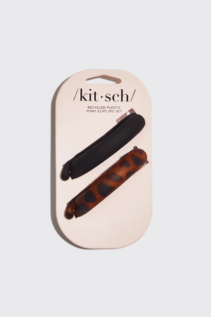 KITSCH - Recycled Plastic Pony Clips 2pc- Black & Tort
