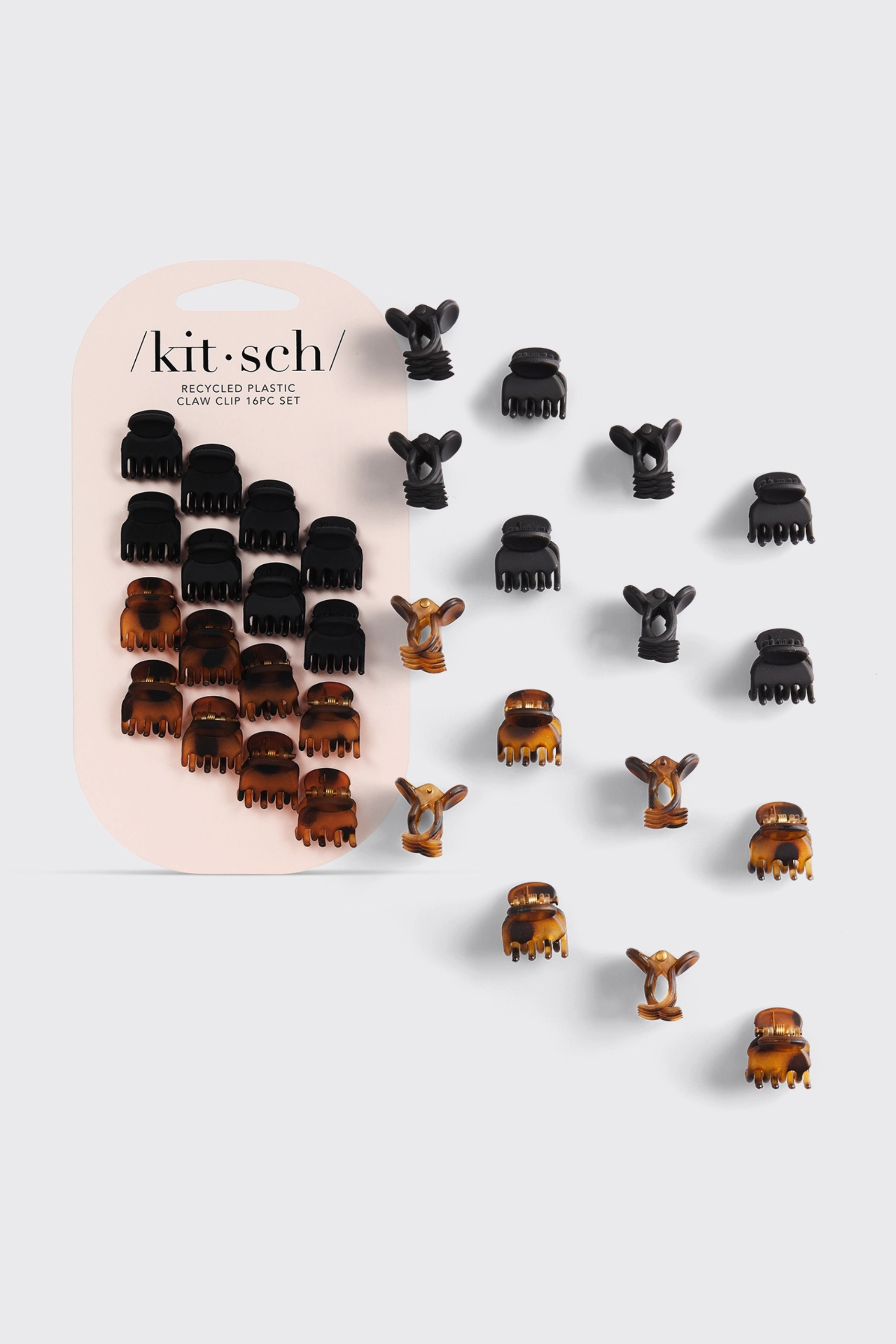 KITSCH - Mini Classic Claw Clips - 16pc - Black & Tort