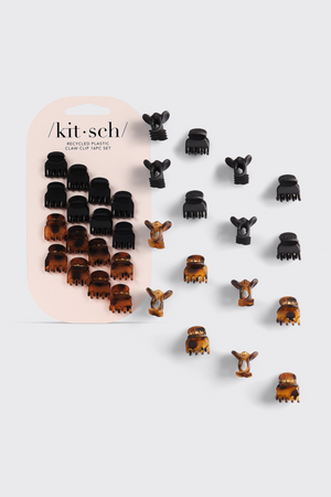 KITSCH - Mini Classic Claw Clips - 16pc - Black & Tort