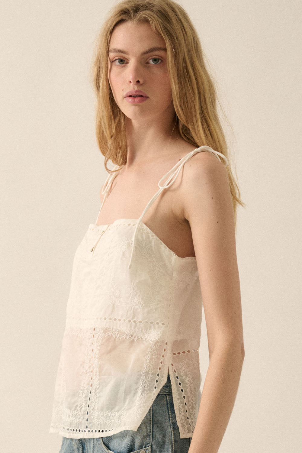 Sophia Eyelet Lace Tank Top
