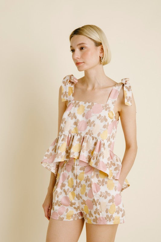 Floral Jacquard Peplum Top