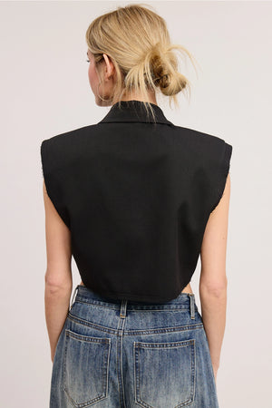 V-Neck Cropped Vest - Black