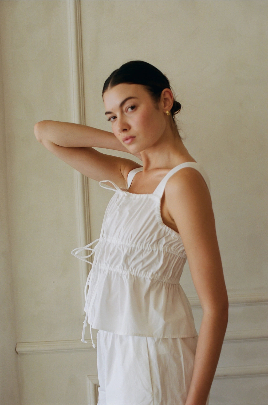Woven Tiered Tank Top - White