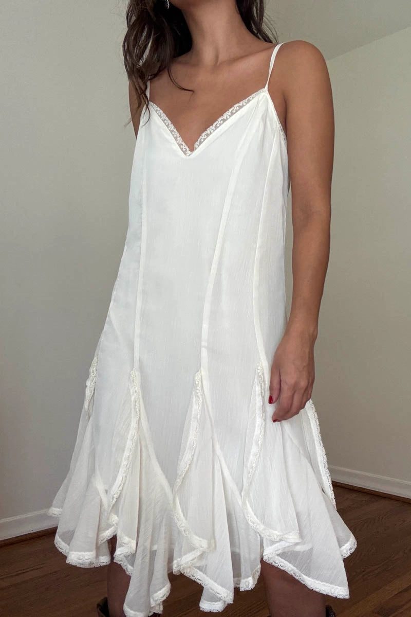 V-Neck Ruffle Hem Mini Dress