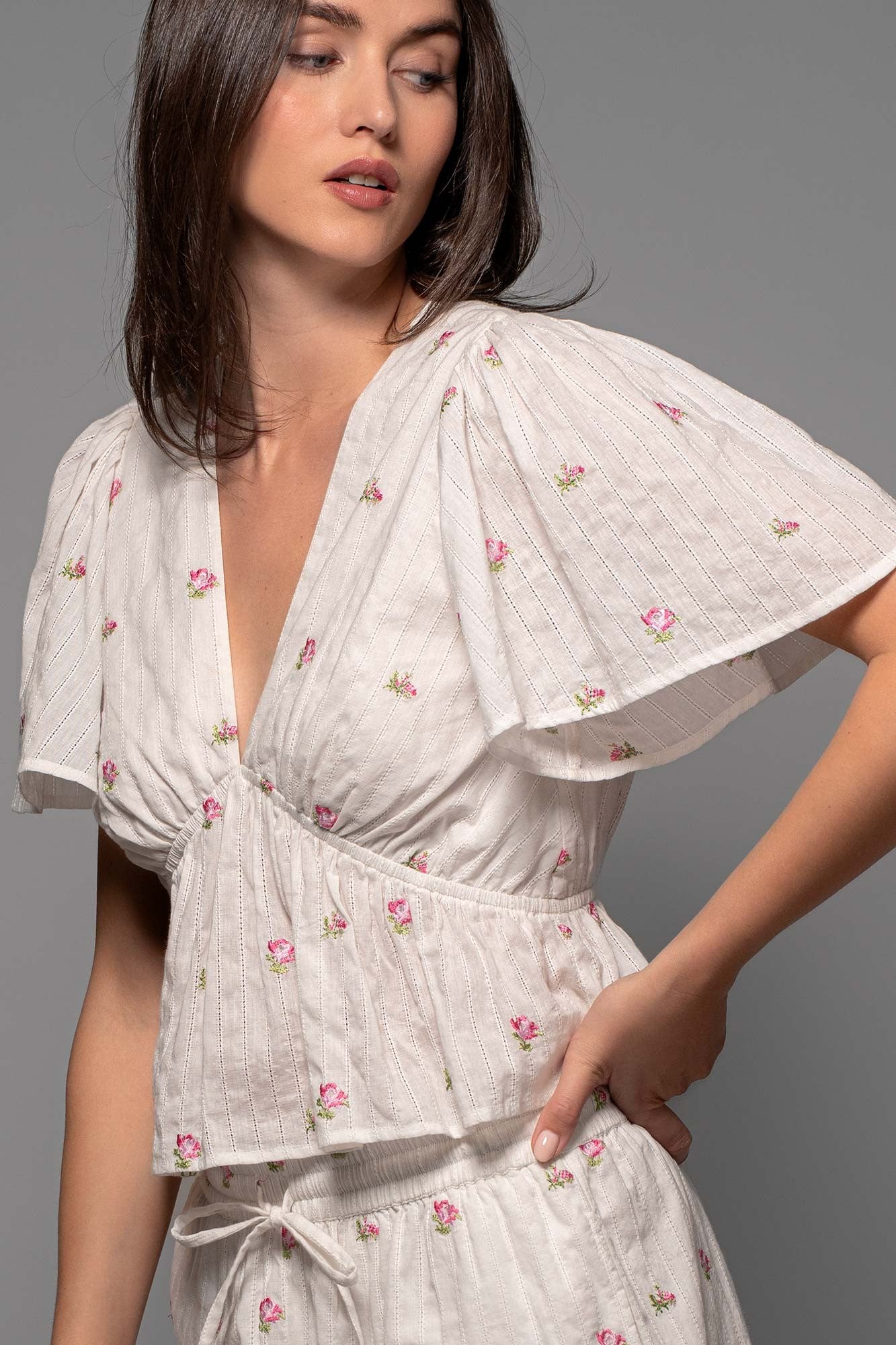 Floral Embroidered Pointelle Top
