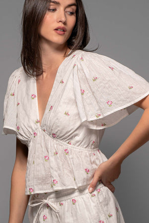 Floral Embroidered Pointelle Top
