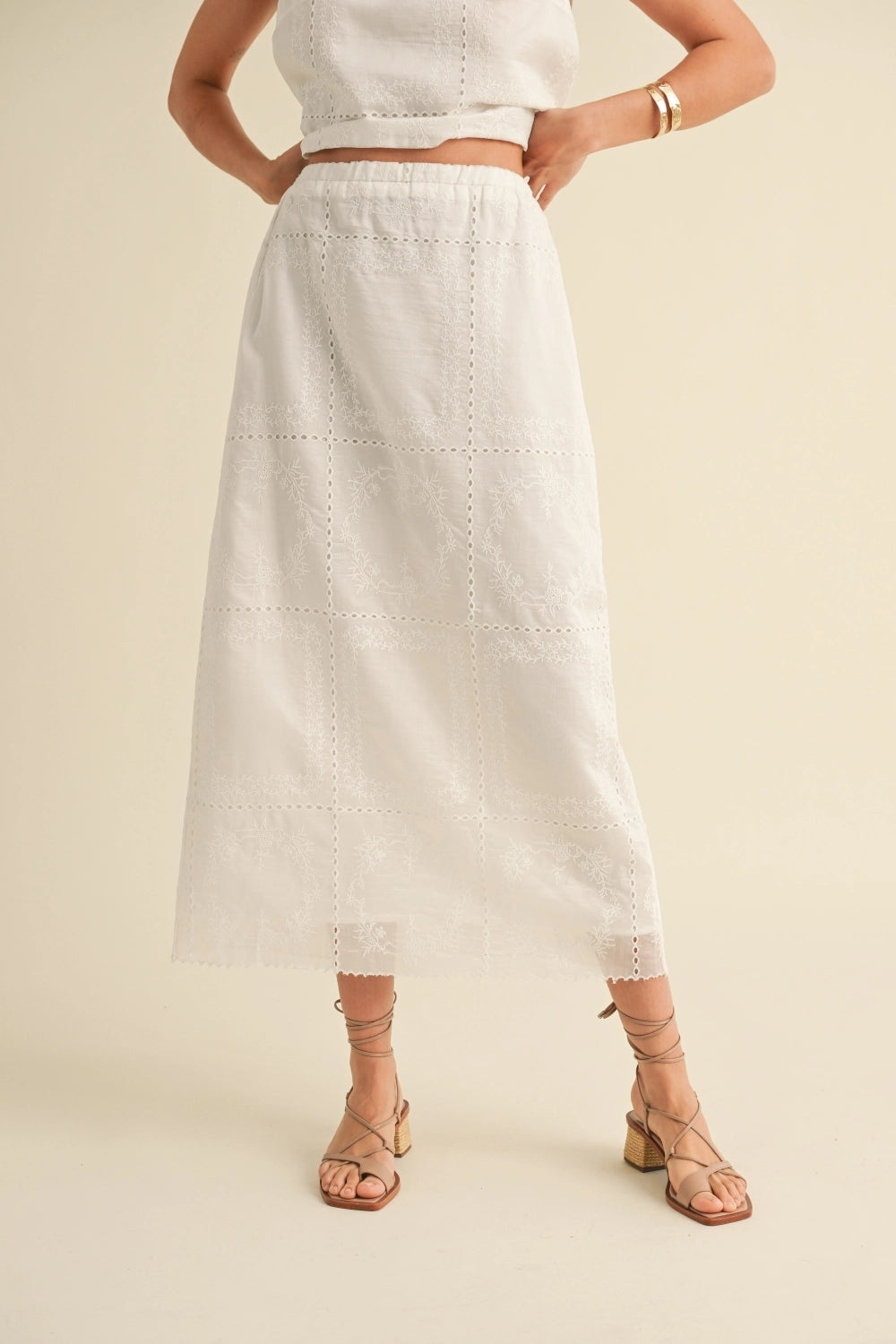 Eyelet Maxi Skirt - White