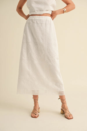 Eyelet Maxi Skirt - White