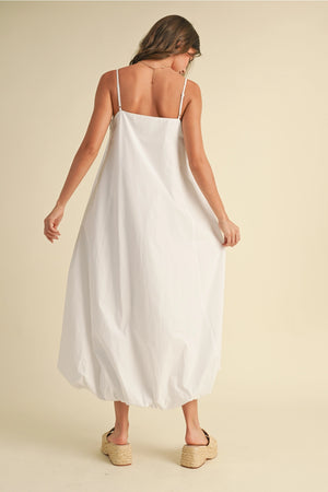 Bubble Hem Midi Dress - White