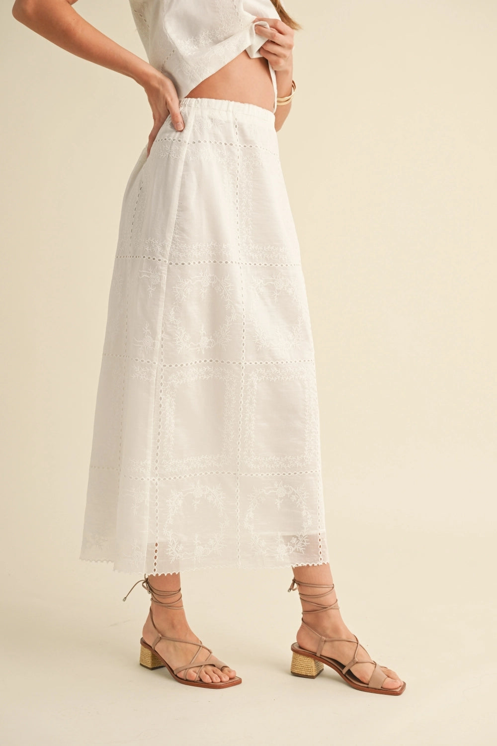Eyelet Maxi Skirt - White
