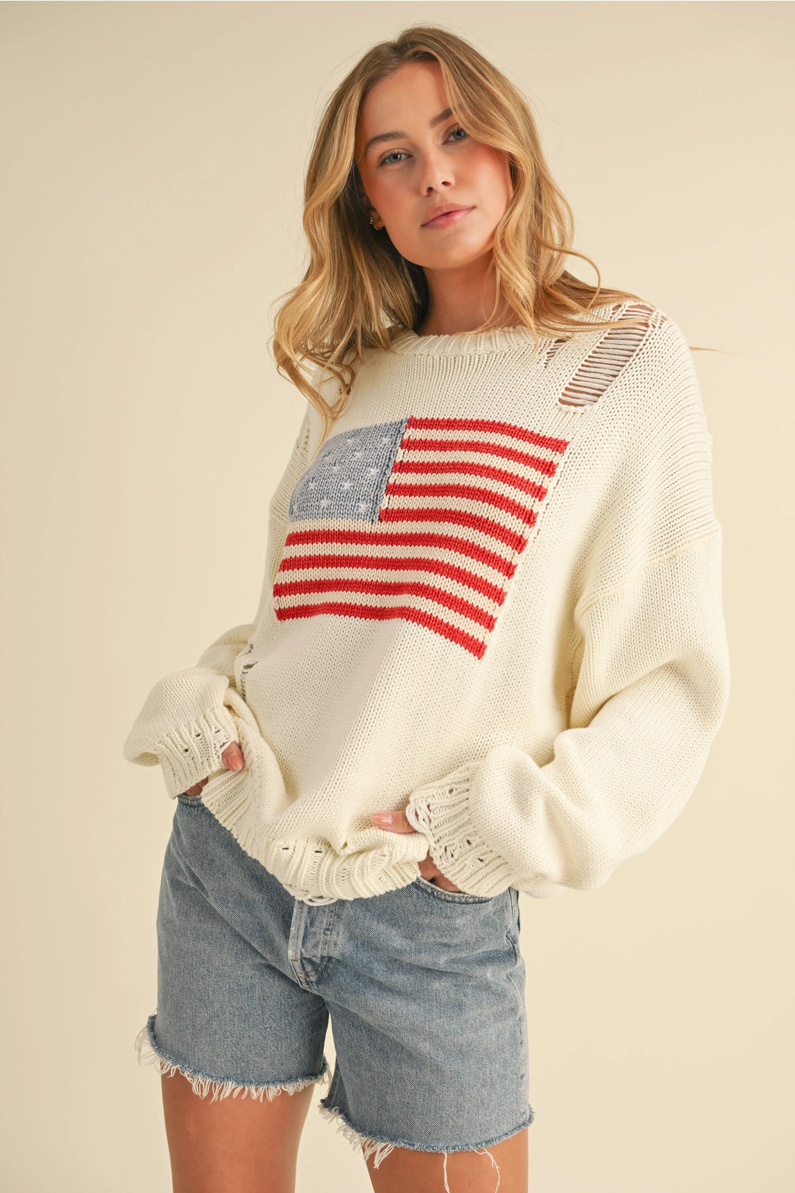 Flag Knit Sweater Top